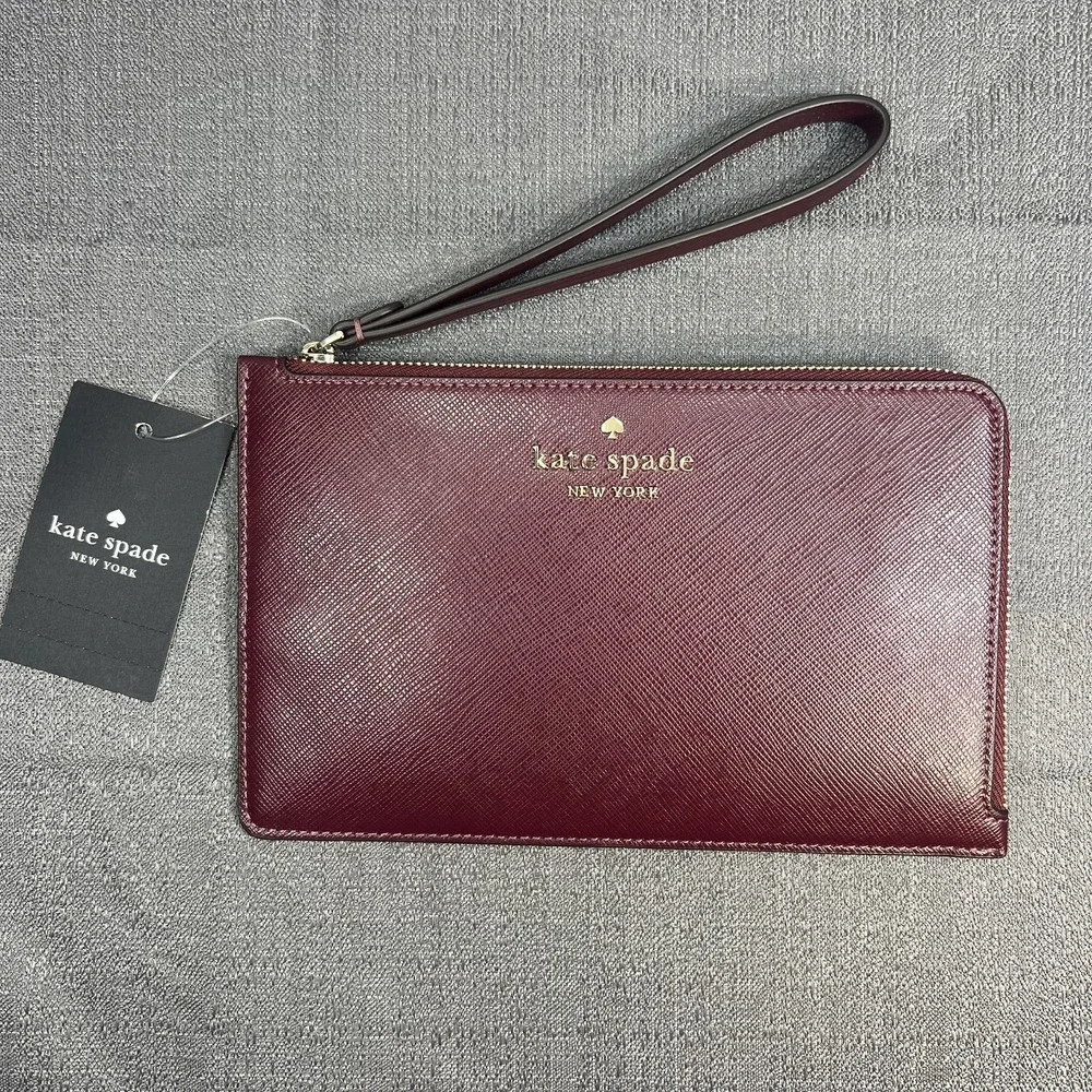 Kate Spade Staci Medium L Zip Wristlet WLR00134 Deep Berry‎ New